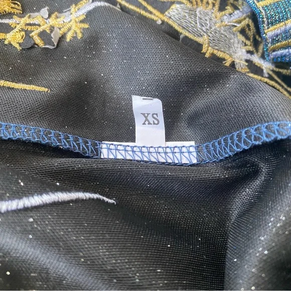 Blue Metallic Glitter Fairy Butterfly Embroidered Dress - Picture 9 of 9